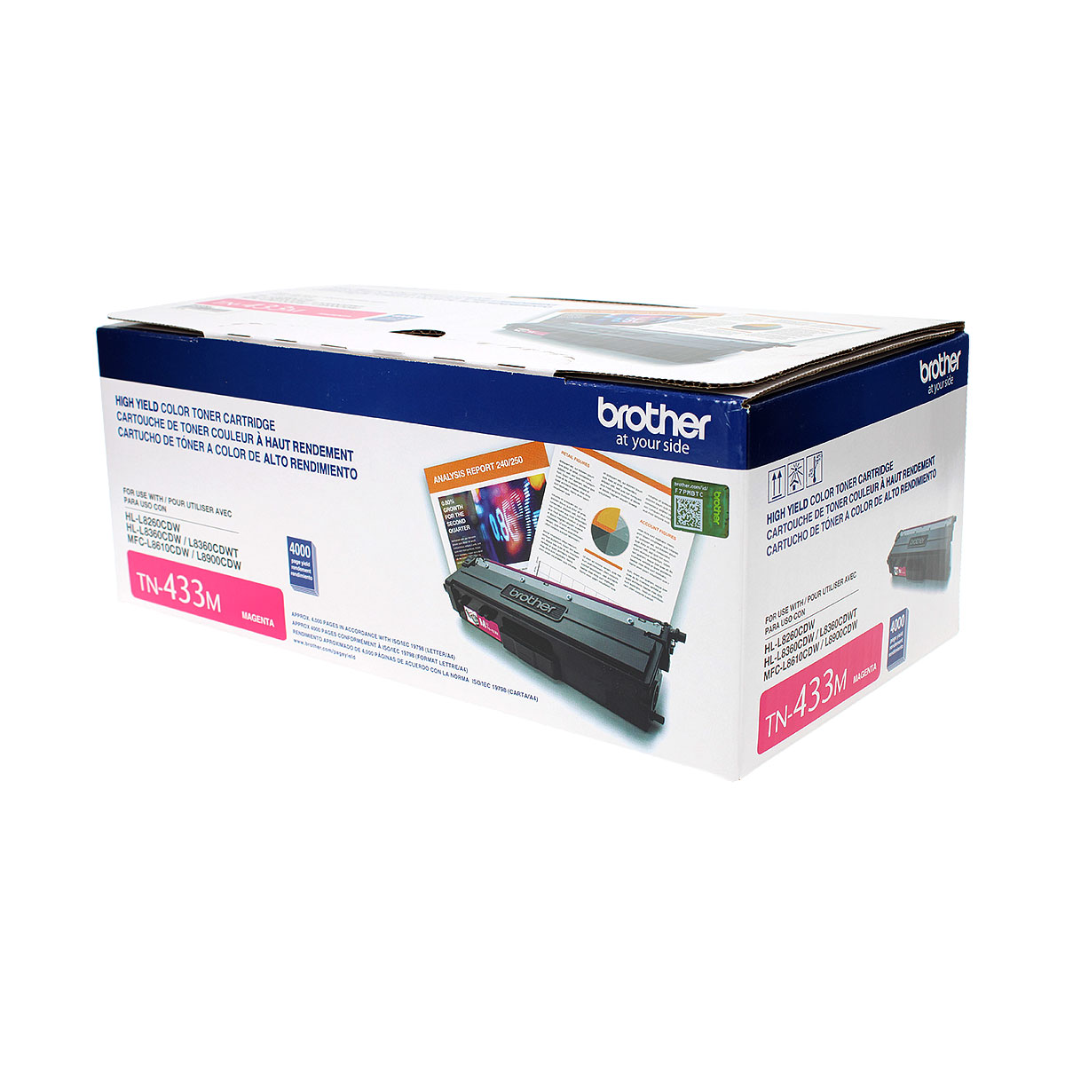 Brother (TN433M) Toner Cartridge, Magenta, High Yield